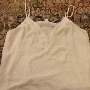 Cropped lace tank - off white